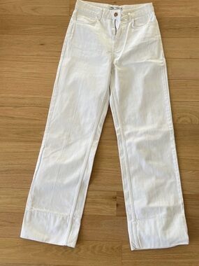 Zara White High-Rise Wide Leg Jeans
